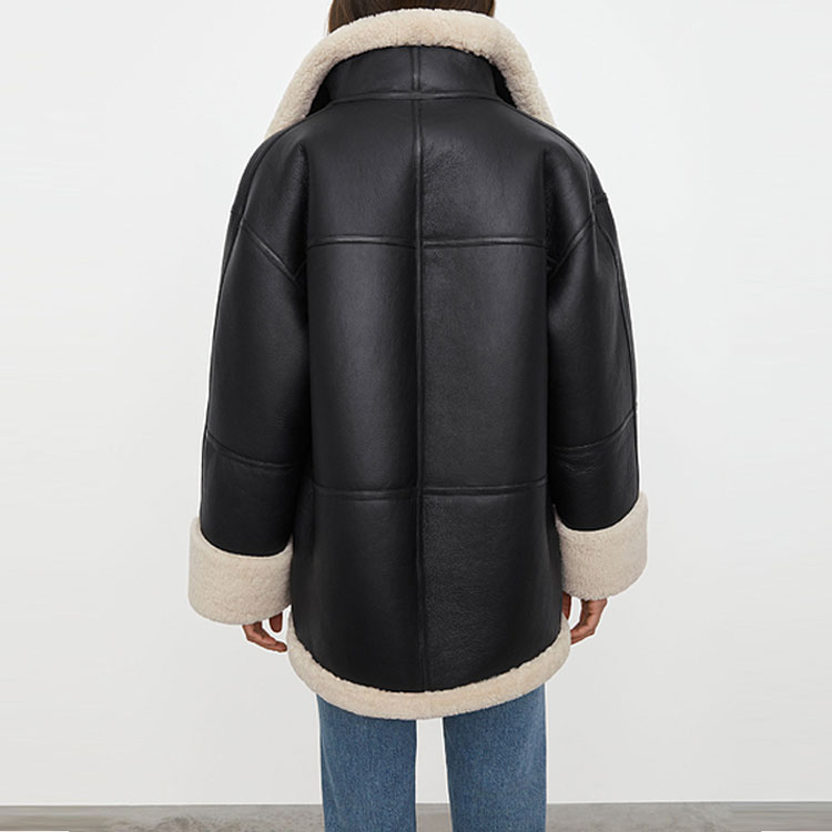 Details for (W) Chaqueta Oversize de Shearling TOTEME FW21 para Mujer Negro/Blanco. 214122606913