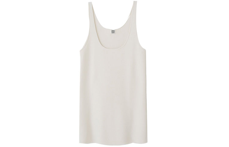 (Women) TOTEME FW21 White Square Neck Tank Top with Logo 211583755160