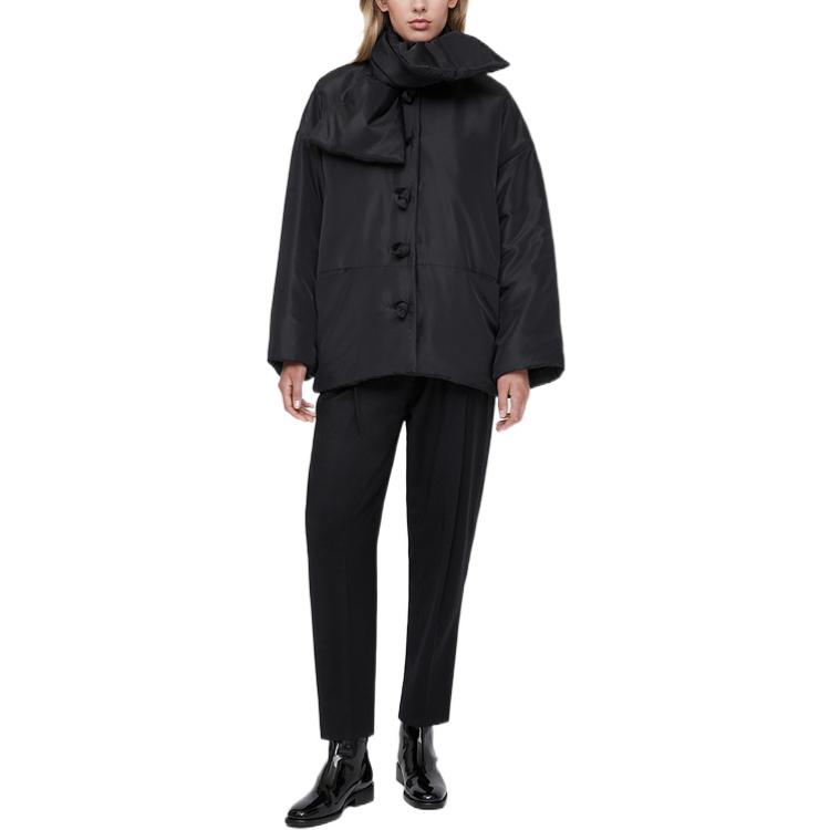 Shop (W) TOTEME FW22 黑色鬆身圍巾領結扣外套 2241000232200