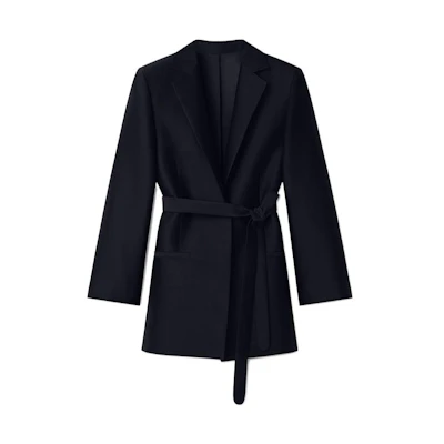 (Women) TOTEME FW22 Black Solid Belted Oversized Blazer Jacket 231-300-925-0200