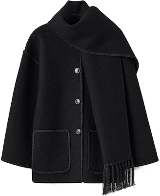 (W) TOTEME FW22 黑色織紋細節圍巾大衣. 2241018201200 Buy (W) TOTEME FW22 黑色織紋細節圍巾大衣. 2241018201200