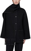 Shop (W) TOTEME FW22 黑色織紋細節圍巾大衣. 2241018201200