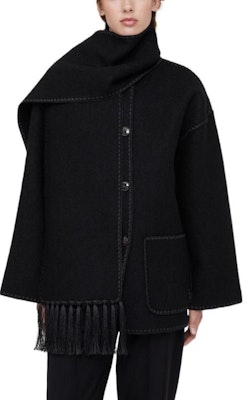 (W) TOTEME FW22 黑色織紋細節圍巾大衣. 2241018201200 Shop (W) TOTEME FW22 黑色織紋細節圍巾大衣. 2241018201200