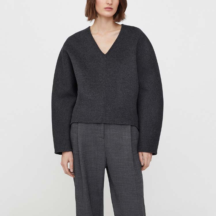 Purchase (W) Toteme FW22 灰色V领蝙蝠袖羊毛毛衣 224-501-271-735-9