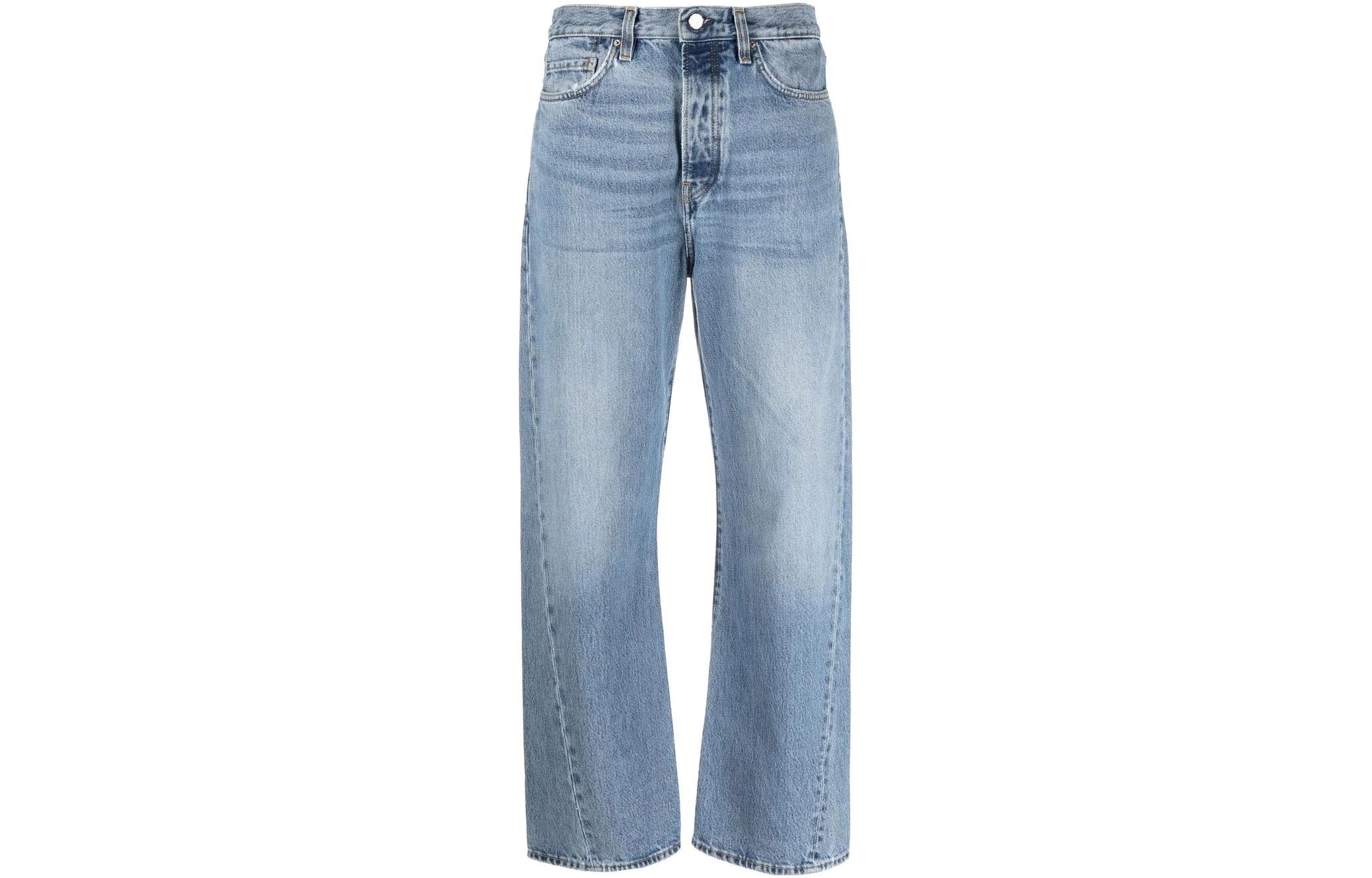 (Women) TOTEME FW22  Mid-Rise Straight-Leg Jeans Distressed Blue Denim 231-240-741-485