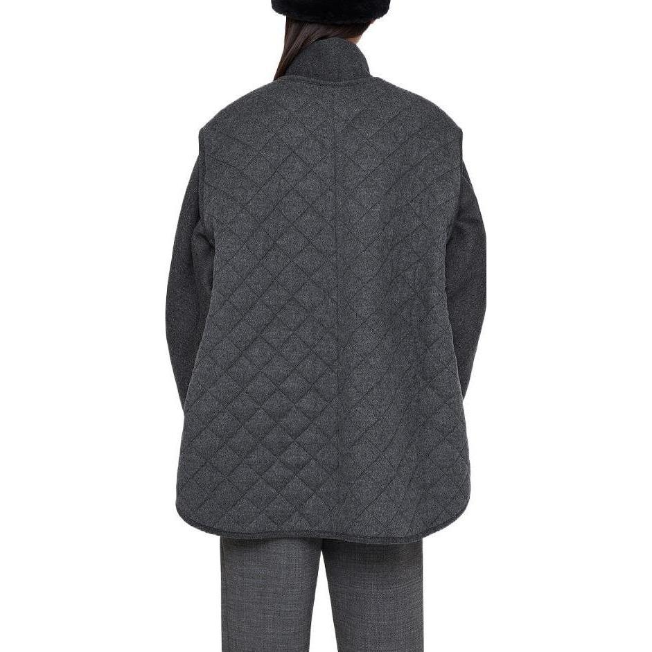 Shop (W) TOTEME FW22 寬鬆深灰色絎縫背心外套。 224-100-272-0359