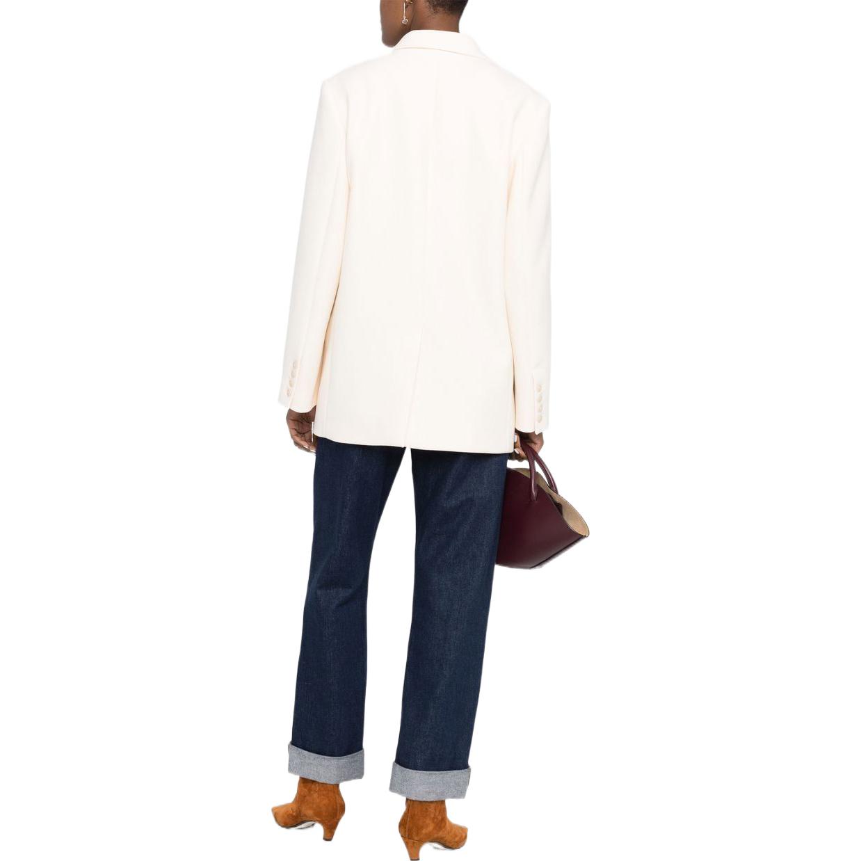 Shop (W) TOTEME FW22 Blazer Putih Single-Breasted Solid 224-300-124-7184