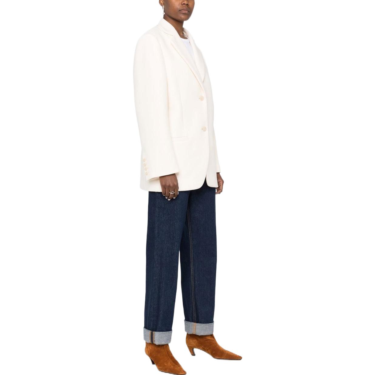 Purchase (W) TOTEME FW22 Blazer Putih Single-Breasted Solid 224-300-124-7184