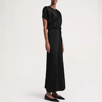 Purchase (W) TOTEME FW23 黑色優雅圓領短袖連身裙 241WRD1103FB0020001