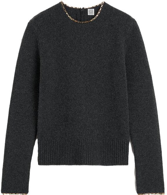 women-toteme-fw-23-chain-trim-crewneck-sweater-gray-marl-241-wrt-1015-ya-0004019