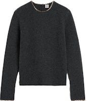 (Women) TOTEME FW23 Chain Trim Crewneck Sweater Gray Marl 241WRT1015YA0004019 (Women) TOTEME FW23 Chain Trim Crewneck Sweater Gray Marl 241WRT1015YA0004019