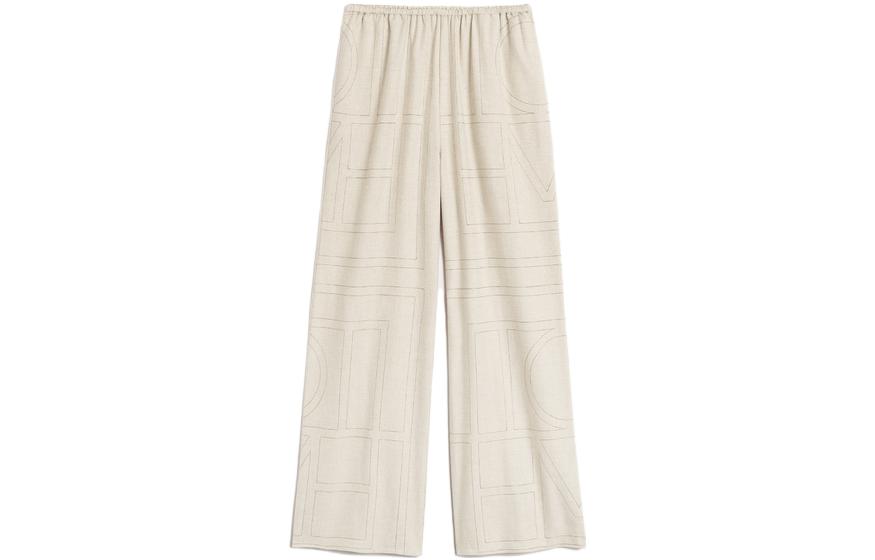 Order (W) TOTEME FW23 浅米色标志刺绣宽松版休闲裤。 241WRB1101FB0080113