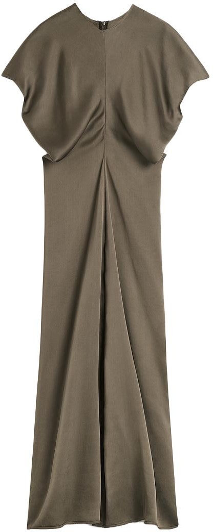 women-toteme-fw-23-short-sleeve-waist-tie-dress-laurel-leaf-green-241-wrd-1103-fb-0020090