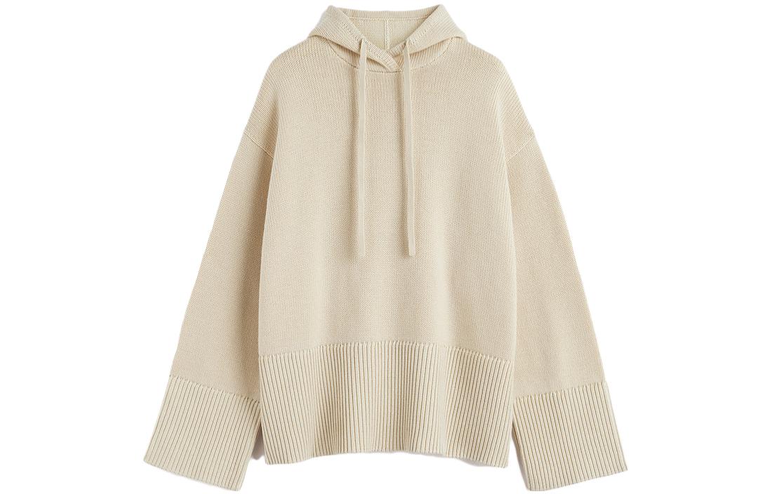 (Women) TOTEME FW23  Solid Color Knit Hoodie Light Beige. 234WRTWTP166YA0008057