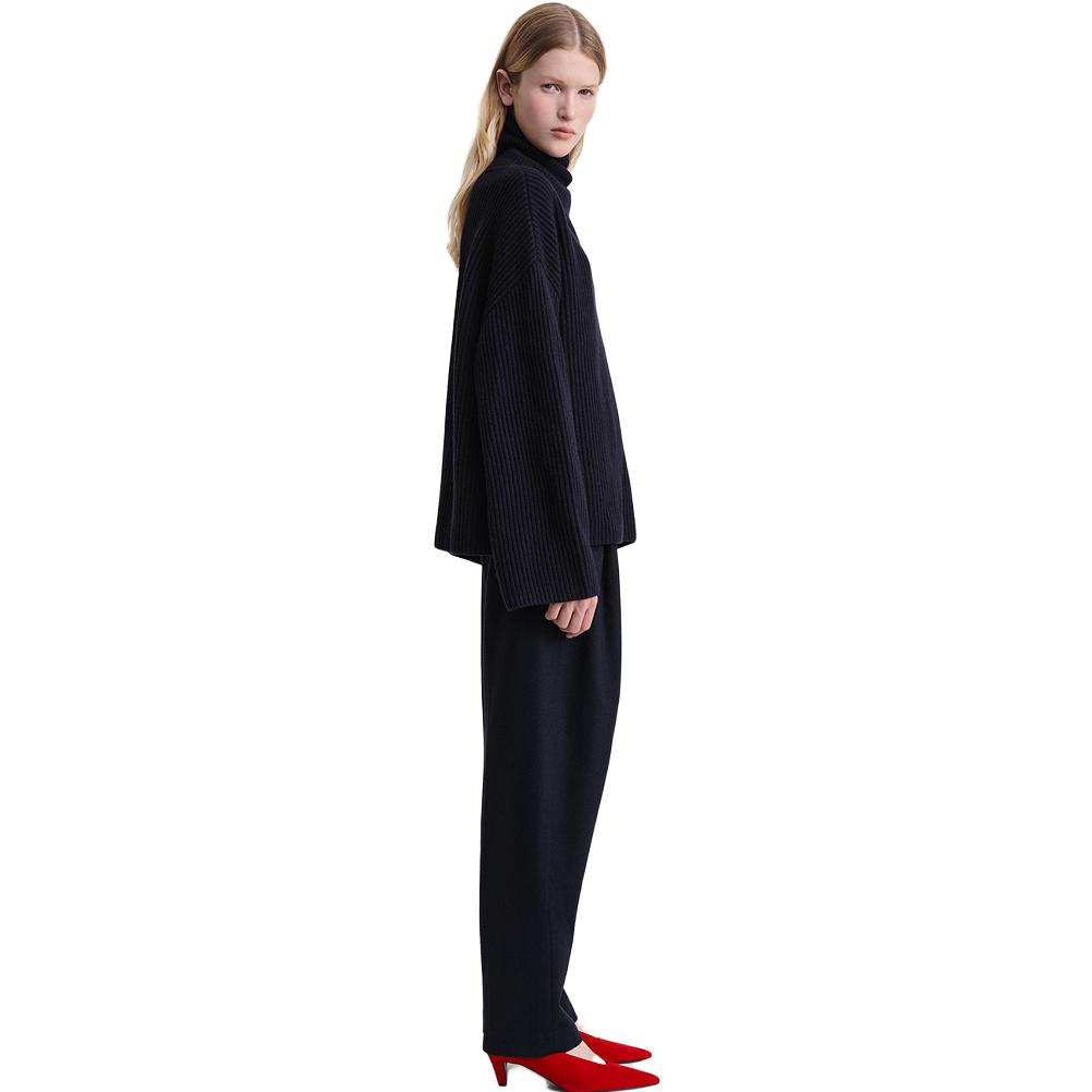 Purchase (W) TOTEME 秋冬23 海軍藍羊毛羅紋針織毛衣 234WRTWTP160YA0007016