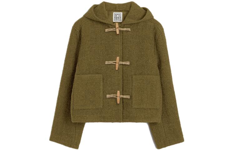 (Women) TOTEME FW23  Wool Felt Toggle Coat - Olive Green 234WRTWOU097FB0037077