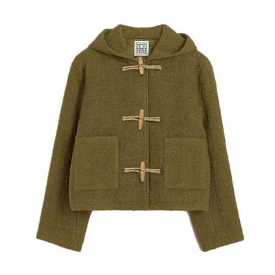(Women) TOTEME FW23 Wool Felt Toggle Coat - Olive Green 234WRTWOU097FB0037077