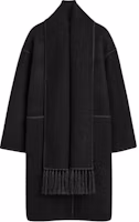 Order (W) TOTEME FW24 黑色流蘇圍巾裝飾中長外套 244WRO0131FB0292001