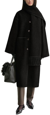 (W) Abrigo Negro con Flecos TOTEME FW24 de Largo Medio. 244WRO0131FB0292001 Shop (W) Abrigo Negro con Flecos TOTEME FW24 de Largo Medio. 244WRO0131FB0292001
