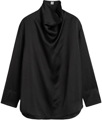 (W) TOTEME FW24 黑色緞面長袖寬鬆高領襯衫 244WRT0371FB0208001 Buy (W) TOTEME FW24 黑色緞面長袖寬鬆高領襯衫 244WRT0371FB0208001