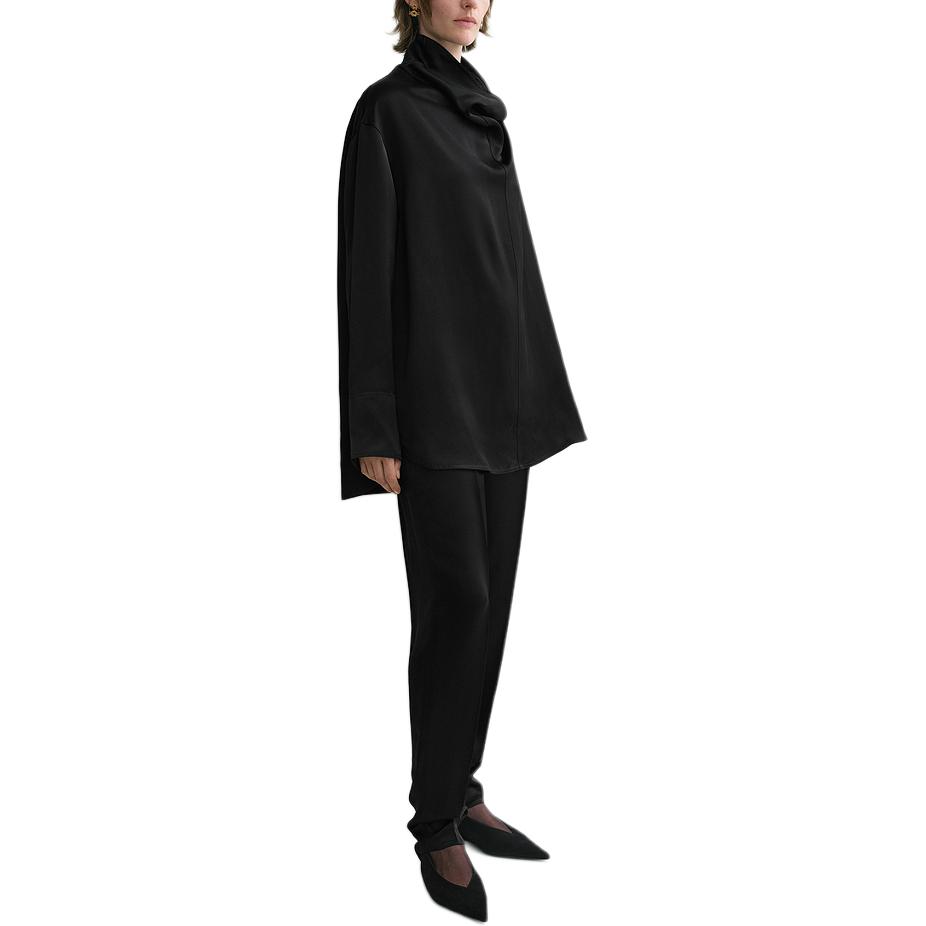 Purchase (W) TOTEME FW24 黑色緞面長袖寬鬆高領襯衫 244WRT0371FB0208001
