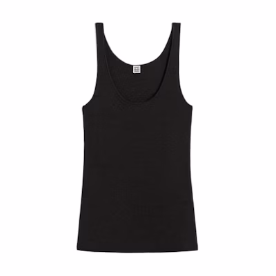 (Women) TOTEME FW24 Fitted Sleeveless Knit Tank Top Bark Brown Mix 244WRT0349YA0128237