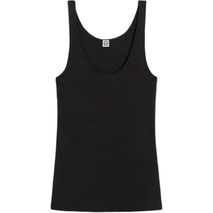 Order (W) TOTEME FW24 Tank Top Knit Tanpa Lengan Coklat Bark Mix 244WRT0349YA0128237