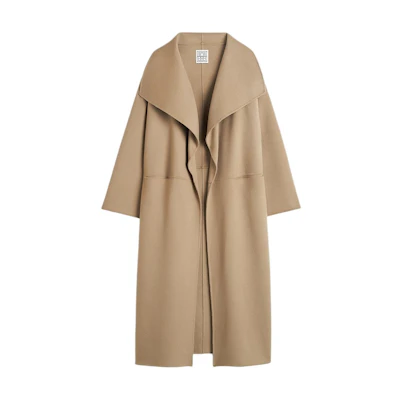 (Women) TOTEME FW24 Loose Fit Truffle Maxi Coat with Side Slits. 234WRO885FB0049235