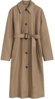 (Women) TOTEME FW24 Matte Truffle Belted Long Coat with Single Button Closure. 244WRO0157LE0083235 (Women) TOTEME FW24 Matte Truffle Belted Long Coat with Single Button Closure. 244WRO0157LE0083235
