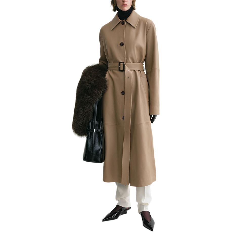 Lookbook (W) TOTEME FW24 Abrigo Largo Trufa Mate con Cinturón y Cierre de Botón Único. 244WRO0157LE0083235
