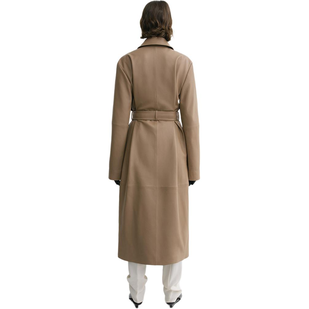 Shop (W) TOTEME FW24 Abrigo Largo Trufa Mate con Cinturón y Cierre de Botón Único. 244WRO0157LE0083235