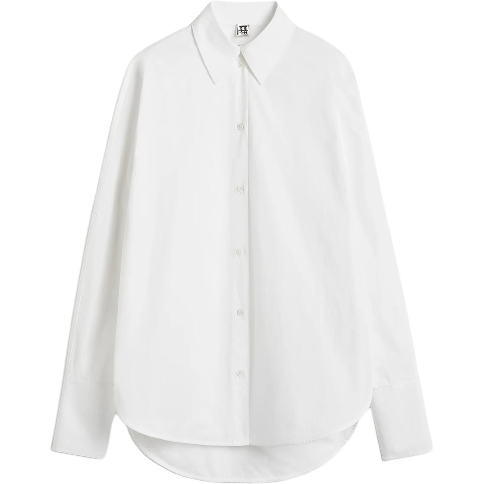 (Women) TOTEME FW24  Oversized Cotton Poplin Button-Down Shirt White. 244WRT0458FB0119047