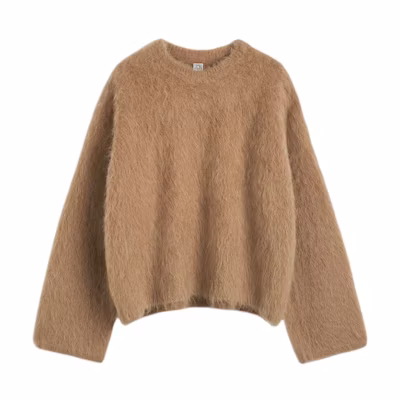 (Women) TOTEME FW24 Oversized Relaxed Fit Crewneck Sweater in Camel Mélange 244WRT873YA0106159