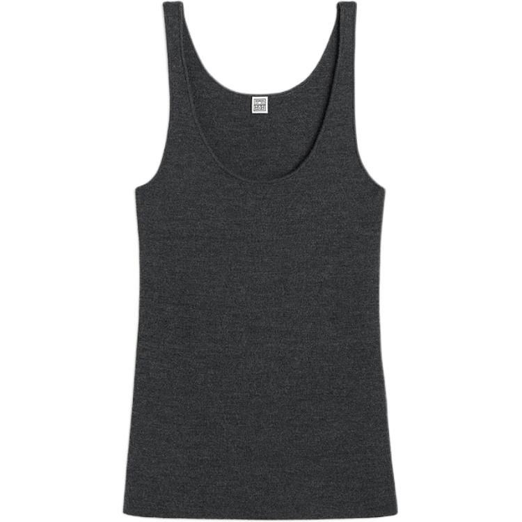 Order (W) TOTEME FW24 Slim-Fit Tank Top Tanpa Lengan Knit Heather Gray 244WRT0349YA0128074