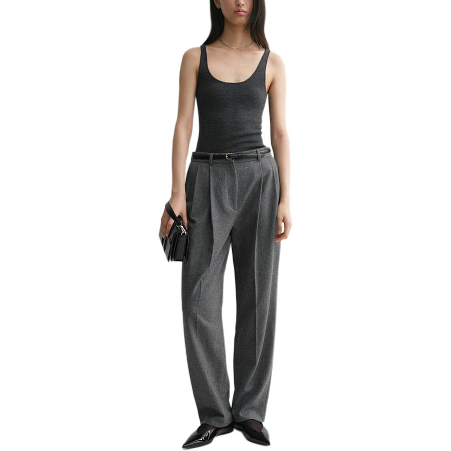 Lookbook (W) TOTEME FW24 Slim-Fit Tank Top Tanpa Lengan Knit Heather Gray 244WRT0349YA0128074