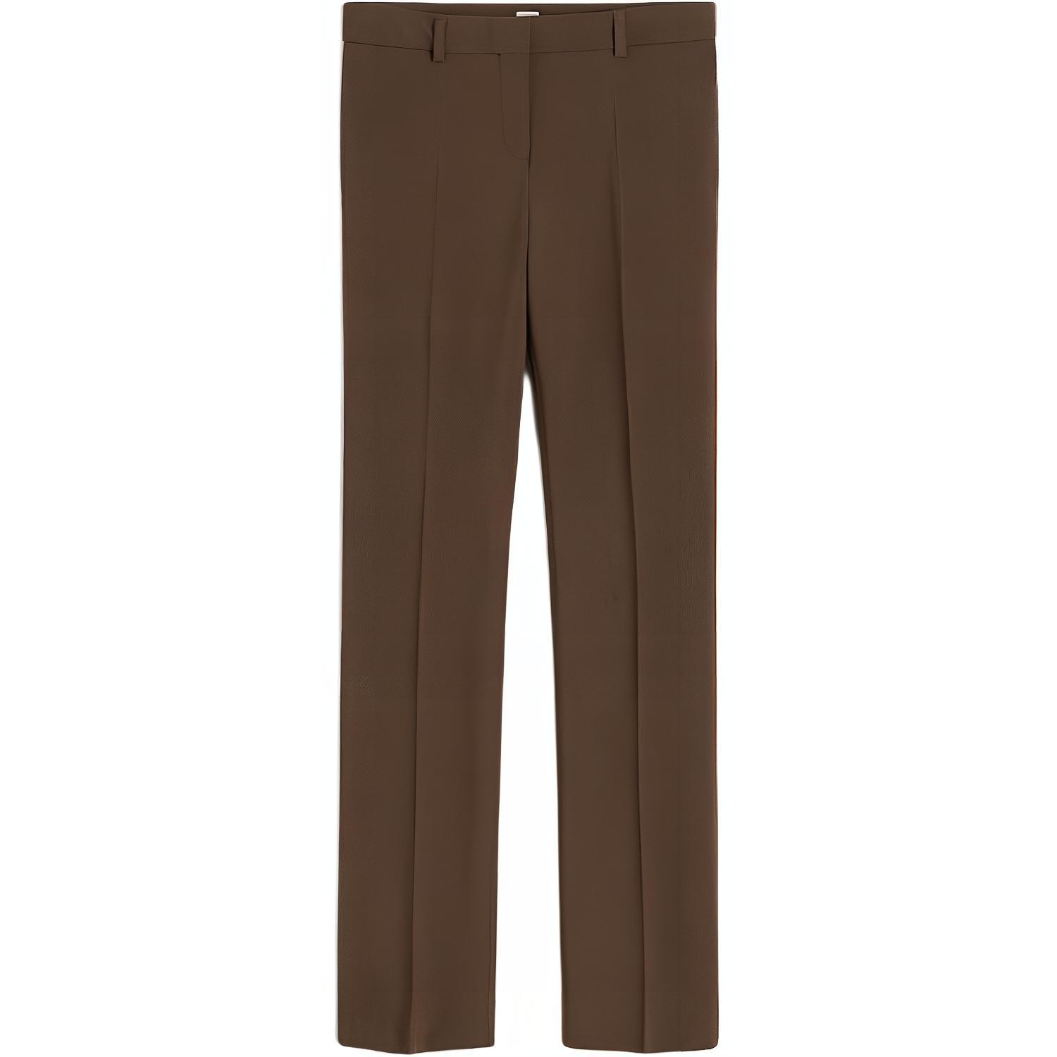 (Women) TOTEME FW24  Slim Fit Low Waist Zip Suit Pants Bark Brown. 244WRB0220FB0061