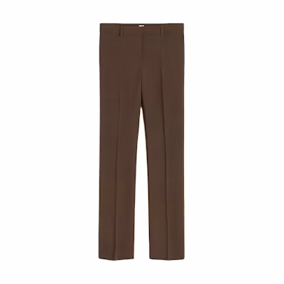 (Women) TOTEME FW24 Slim Fit Low Waist Zip Suit Pants Bark Brown. 244WRB0220FB0061
