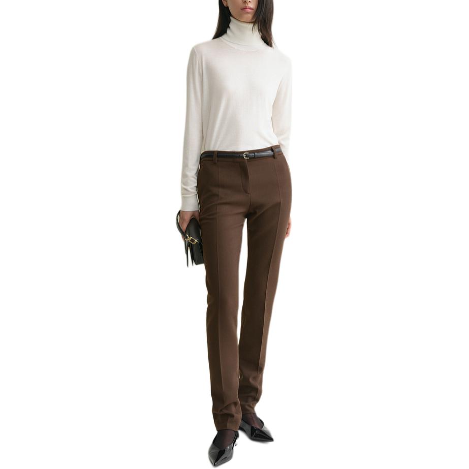 Lookbook (W) TOTEME FW24 修身低腰拉链西裤 栗棕色. 244WRB0220FB0061
