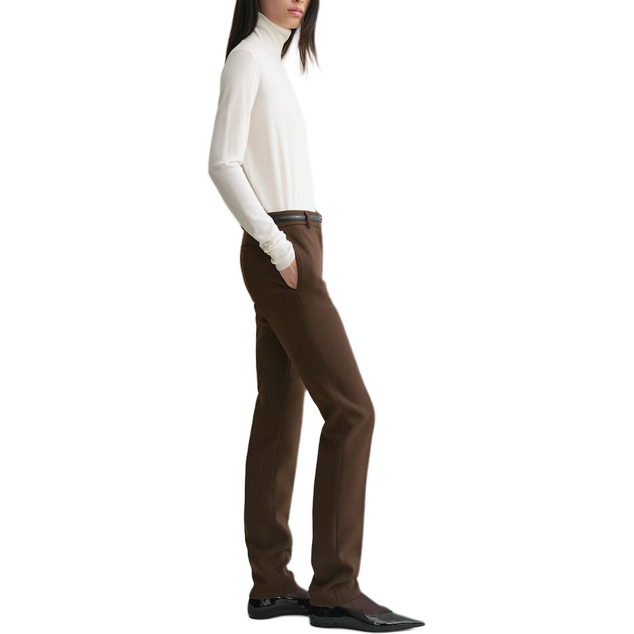 Shop (W) TOTEME FW24 修身低腰拉链西裤 栗棕色. 244WRB0220FB0061