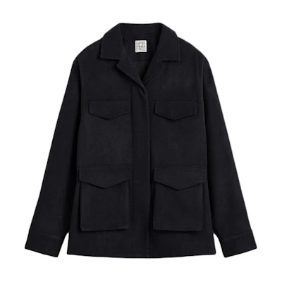 (Women) TOTEME FW24 Workwear Flap Pocket Long Sleeve Jacket Midnight Blue 244WRO0143FB0285017