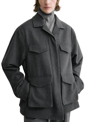 (W) TOTEME FW24 工裝翻蓋口袋長袖外套 淺灰色 244WRO0143FB0285074 Shop (W) TOTEME FW24 工裝翻蓋口袋長袖外套 淺灰色 244WRO0143FB0285074