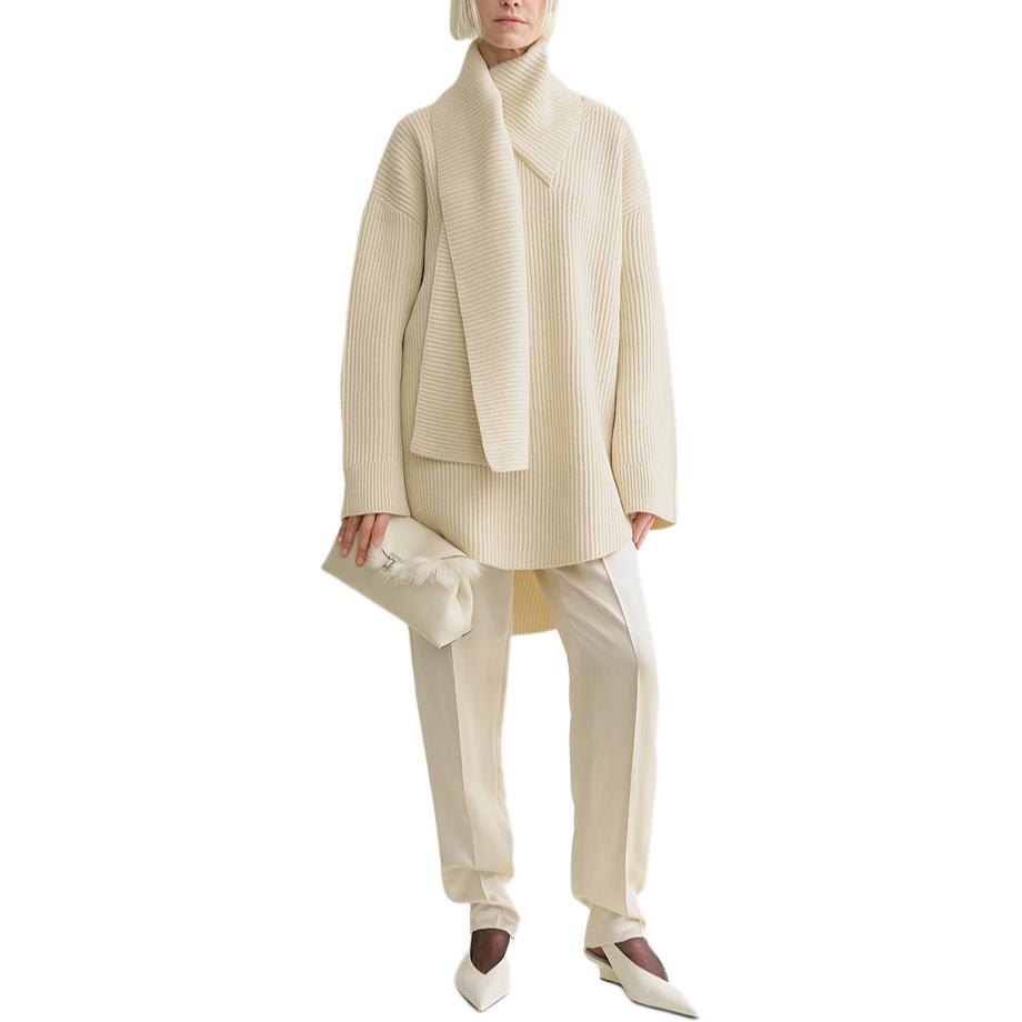 Lookbook (W) TOTEME FW24 圍巾領針織毛衣 女士款 奶白色 244WRT0364YA0007059