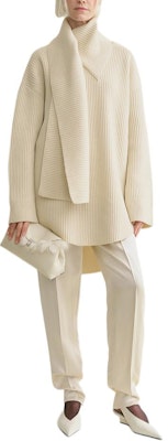 (W) TOTEME FW24 圍巾領針織毛衣 女士款 奶白色 244WRT0364YA0007059 Lookbook (W) TOTEME FW24 圍巾領針織毛衣 女士款 奶白色 244WRT0364YA0007059
