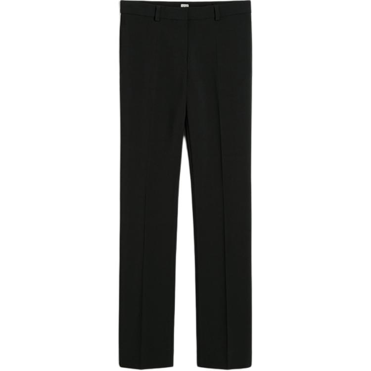 (Women) TOTEME FW24 Women’s Black Low-Rise Slim Fit Suit Pants with Pleat Details. 244WRB0220FB0061001