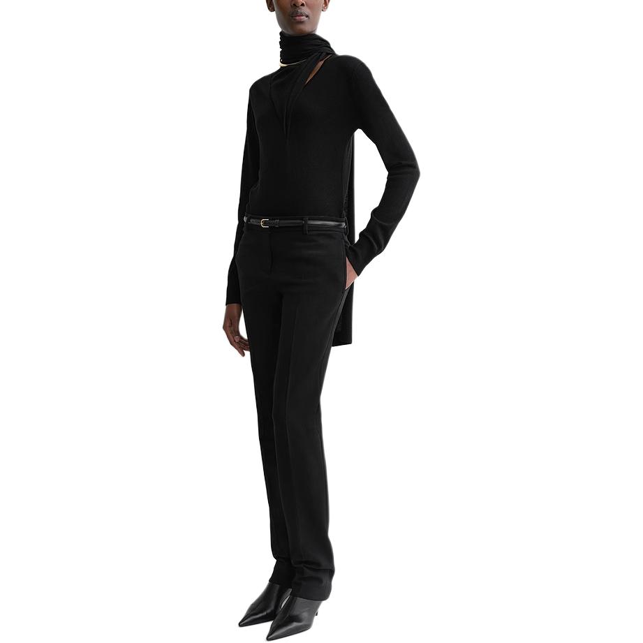 Shop (W) TOTEME FW24 女士黑色低腰修身褲裝長褲附褶細節。 244WRB0220FB0061001