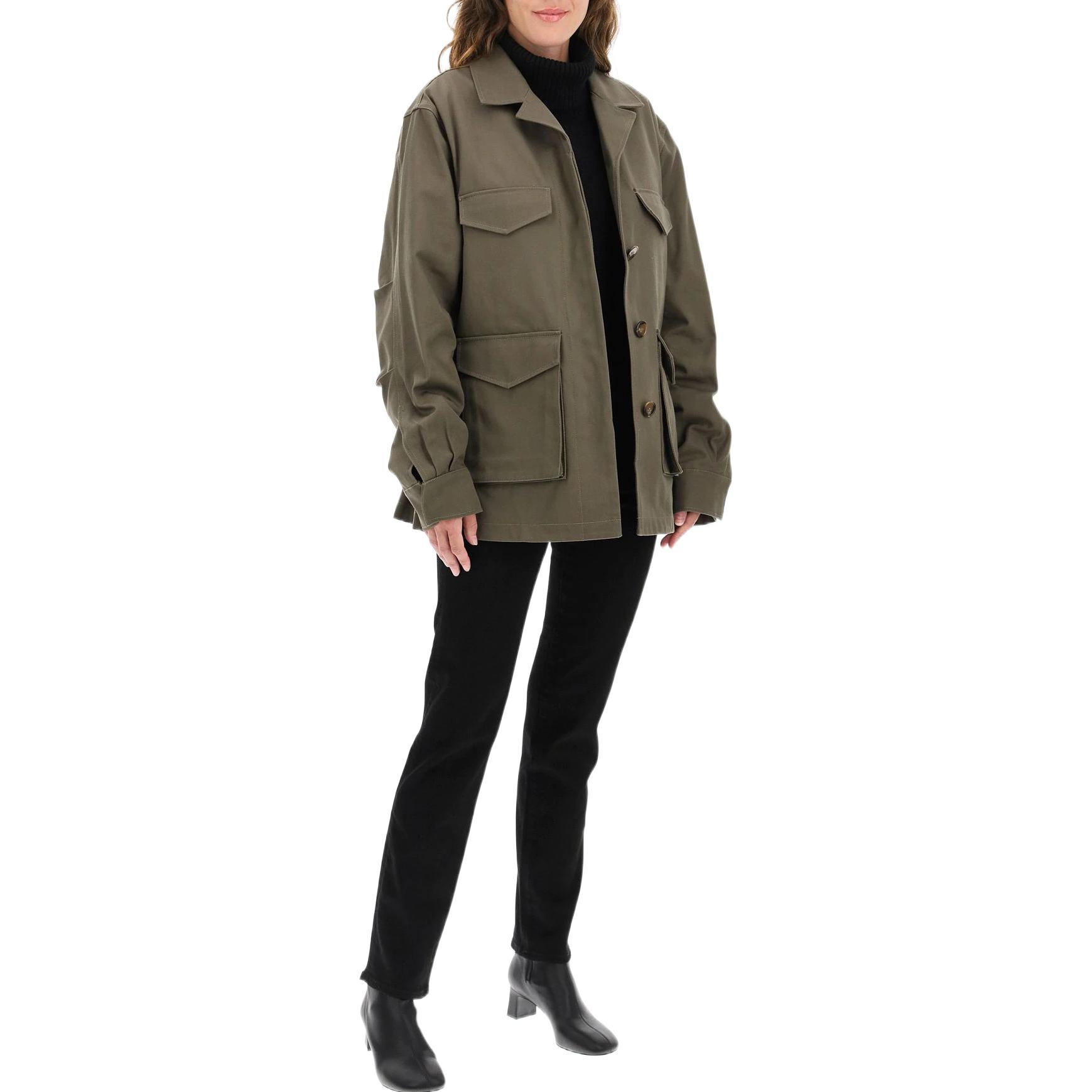 Lookbook (Women) TOTEME Khaki Green Utility Short Jacket with Multiple Pockets 213106734644