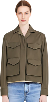 (Women) TOTEME Khaki Green Utility Short Jacket with Multiple Pockets 213106734644 Details for (Women) TOTEME Khaki Green Utility Short Jacket with Multiple Pockets 213106734644