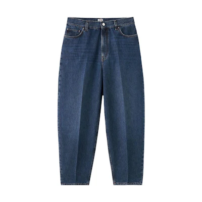 (Women) TOTEME Low-Waist Wide-Leg Tapered Jeans Women Deep Blue 2332037741404