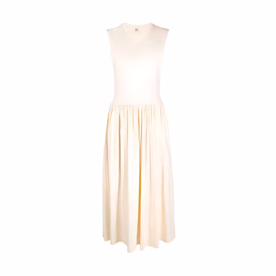 (Women) TOTEME Minimalist Vanilla White A-Line Sleeveless Mid-Length Dress Women 2326022770112