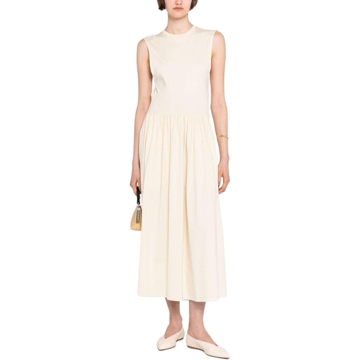 Lookbook (W) TOTEME Minimalis Putih Vanila Gaun Tanpa Lengan Wanita Panjang Sederhana 2326022770112